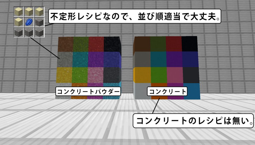 マイクラ コンクリートの作り方と水との特性など基本3つ 脱 初心者を目指すマインクラフト